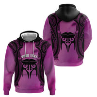 Personalised Moko Kauae New Zealand Hoodie Maori Chin Tattoo Pink - Polynesian Pride