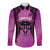 Personalised Moko Kauae New Zealand Long Sleeve Button Shirt Maori Chin Tattoo Pink - Polynesian Pride