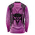 Personalised Moko Kauae New Zealand Long Sleeve Shirt Maori Chin Tattoo Pink - Polynesian Pride