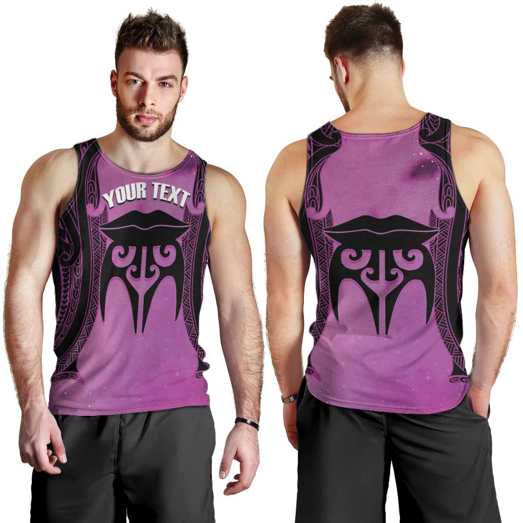 Personalised Moko Kauae New Zealand Men Tank Top Maori Chin Tattoo Pink - Polynesian Pride
