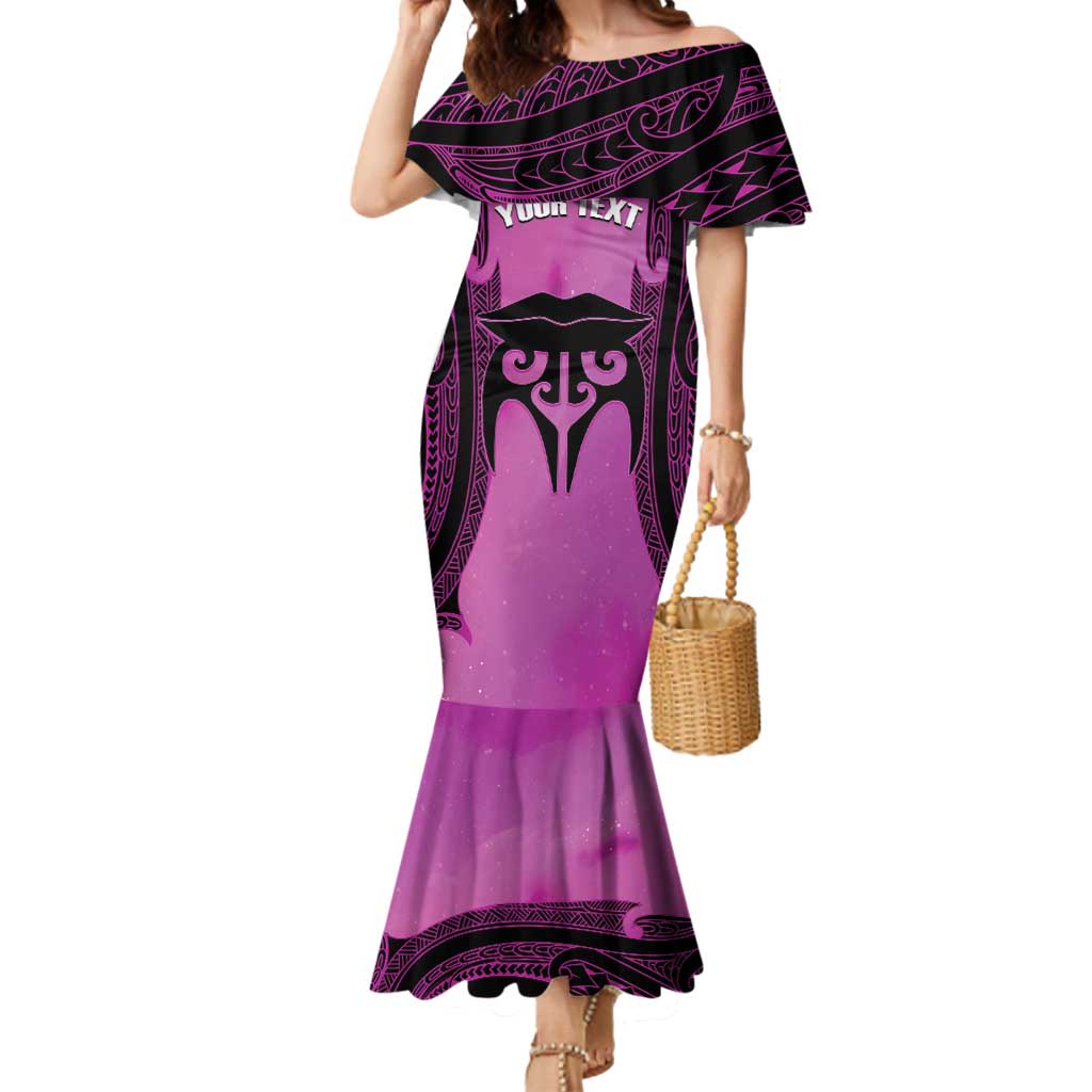 Personalised Moko Kauae New Zealand Mermaid Dress Maori Chin Tattoo Pink - Polynesian Pride