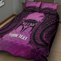 Personalised Moko Kauae New Zealand Quilt Bed Set Maori Chin Tattoo Pink - Polynesian Pride