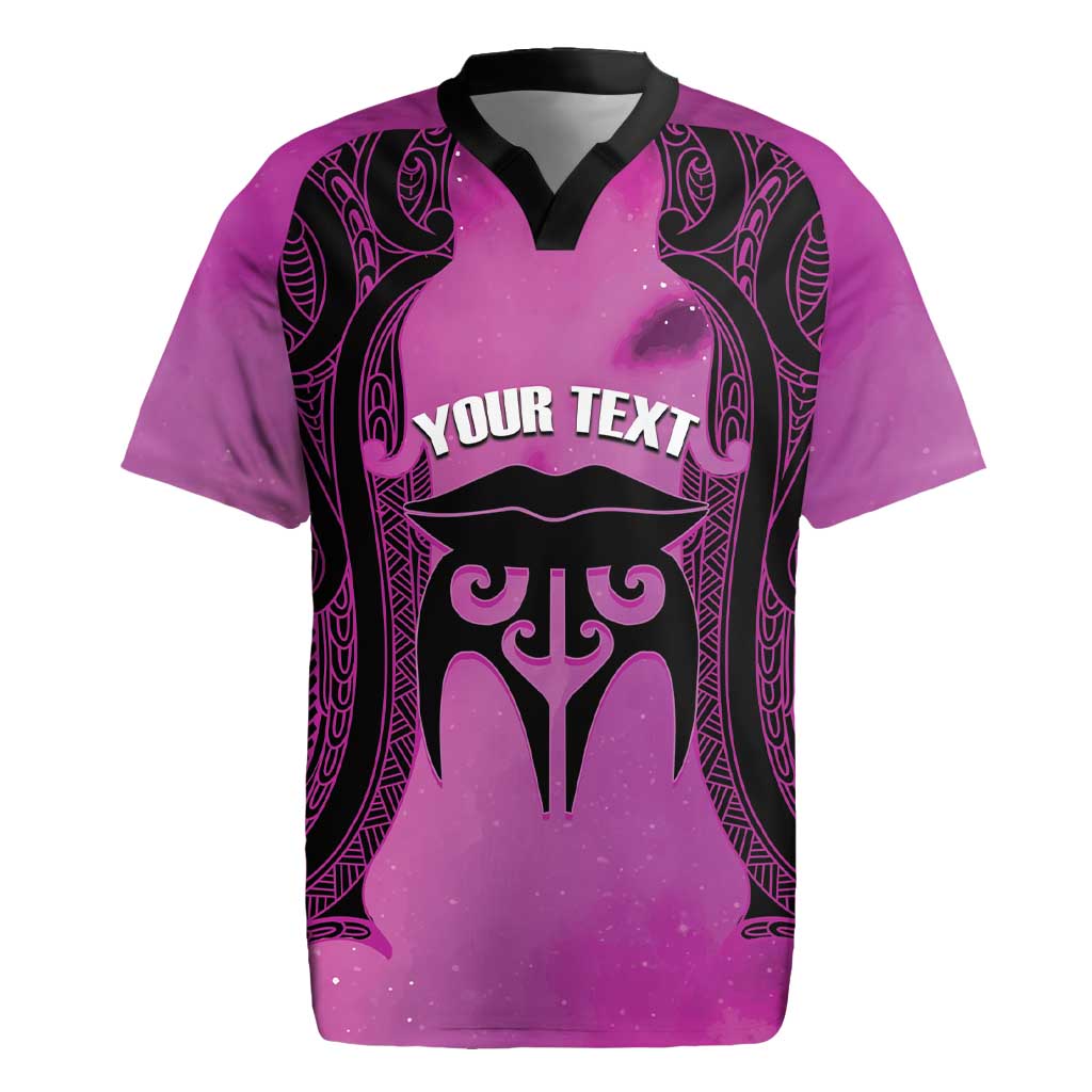 Personalised Moko Kauae New Zealand Rugby Jersey Maori Chin Tattoo Pink - Polynesian Pride