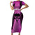 Personalised Moko Kauae New Zealand Short Sleeve Bodycon Dress Maori Chin Tattoo Pink - Polynesian Pride