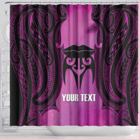 Personalised Moko Kauae New Zealand Shower Curtain Maori Chin Tattoo Pink - Polynesian Pride