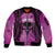 Personalised Moko Kauae New Zealand Sleeve Zip Bomber Jacket Maori Chin Tattoo Pink - Polynesian Pride