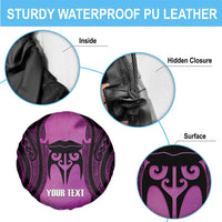 Personalised Moko Kauae New Zealand Spare Tire Cover Maori Chin Tattoo Pink - Polynesian Pride