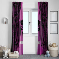 Personalised Moko Kauae New Zealand Window Curtain Maori Chin Tattoo Pink - Polynesian Pride