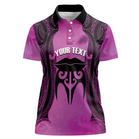 Personalised Moko Kauae New Zealand Women Polo Shirt Maori Chin Tattoo Pink LT14 Female Pink - Polynesian Pride