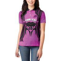 Personalised Moko Kauae New Zealand Women Polo Shirt Maori Chin Tattoo Pink LT14 - Polynesian Pride