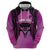 Personalised Moko Kauae New Zealand Zip Hoodie Maori Chin Tattoo Pink - Polynesian Pride
