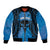 Personalised Moko Kauae New Zealand Bomber Jacket Maori Chin Tattoo Blue - Polynesian Pride