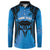 Personalised Moko Kauae New Zealand Button Sweatshirt Maori Chin Tattoo Blue - Polynesian Pride