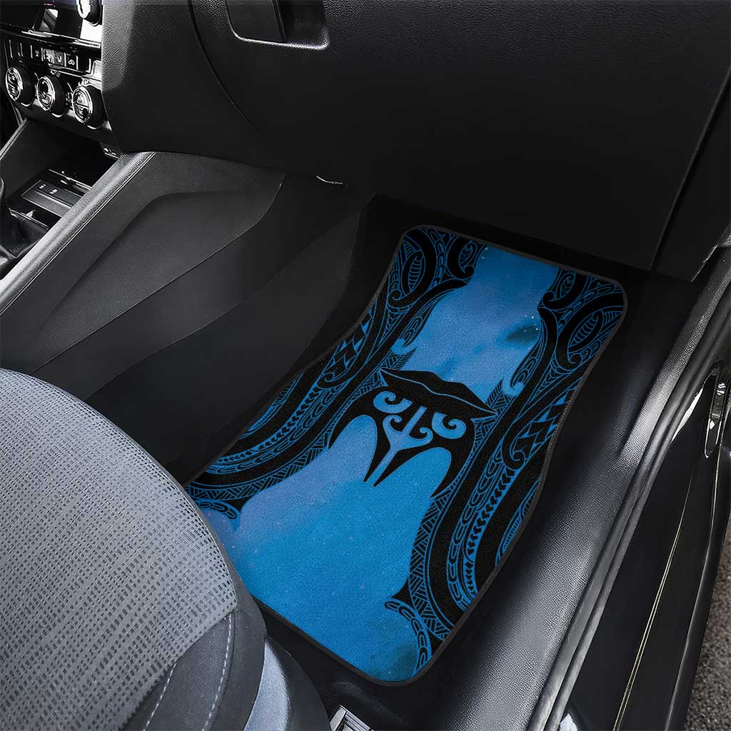 Personalised Moko Kauae New Zealand Car Mats Maori Chin Tattoo Blue - Polynesian Pride