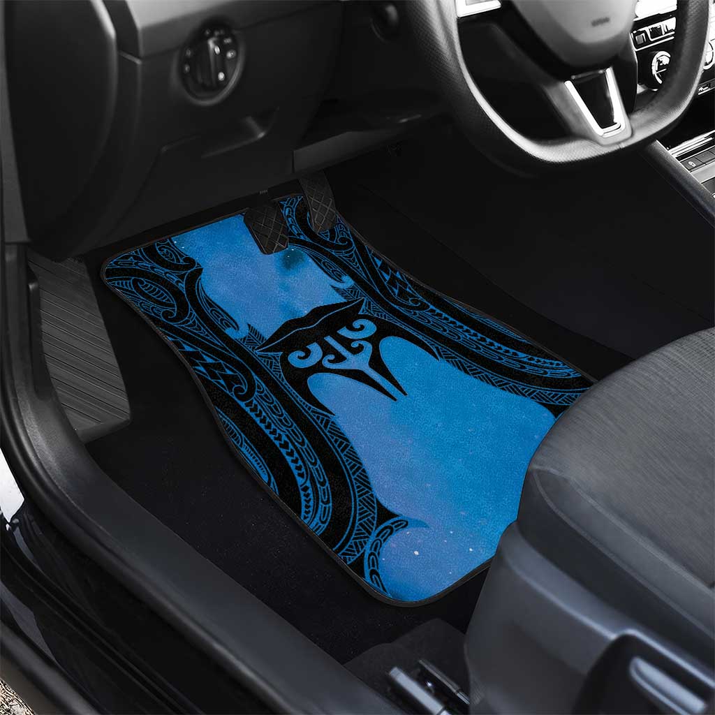 Personalised Moko Kauae New Zealand Car Mats Maori Chin Tattoo Blue - Polynesian Pride