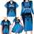 Personalised Moko Kauae New Zealand Family Matching Long Sleeve Bodycon Dress and Hawaiian Shirt Maori Chin Tattoo Blue - Polynesian Pride