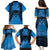 Personalised Moko Kauae New Zealand Family Matching Puletasi and Hawaiian Shirt Maori Chin Tattoo Blue - Polynesian Pride
