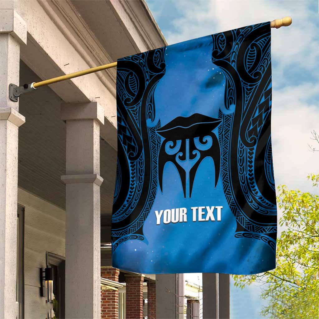 Personalised Moko Kauae New Zealand Garden Flag Maori Chin Tattoo Blue - Polynesian Pride