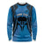Personalised Moko Kauae New Zealand Long Sleeve Shirt Maori Chin Tattoo Blue - Polynesian Pride