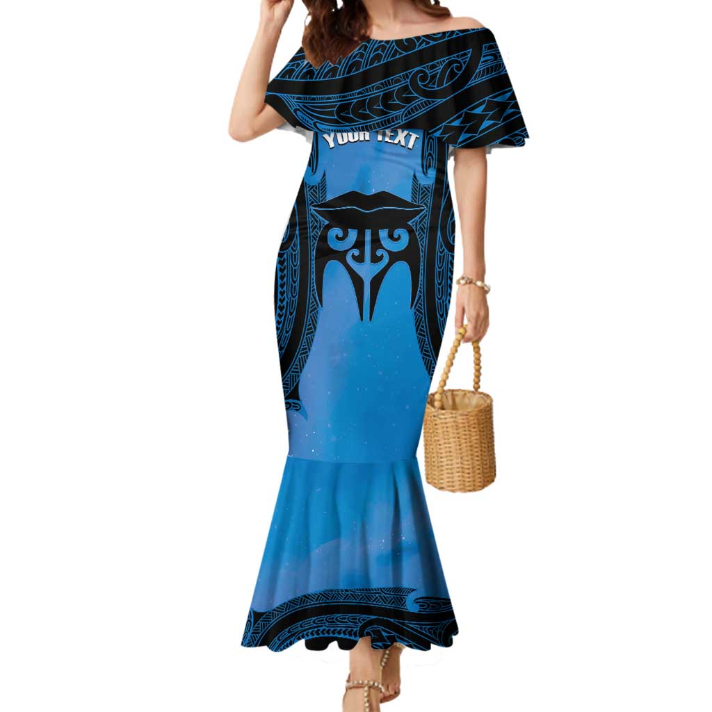 Personalised Moko Kauae New Zealand Mermaid Dress Maori Chin Tattoo Blue - Polynesian Pride