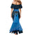 Personalised Moko Kauae New Zealand Mermaid Dress Maori Chin Tattoo Blue - Polynesian Pride