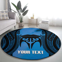 Personalised Moko Kauae New Zealand Round Carpet Maori Chin Tattoo Blue LT14 - Polynesian Pride