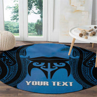 Personalised Moko Kauae New Zealand Round Carpet Maori Chin Tattoo Blue LT14 - Polynesian Pride