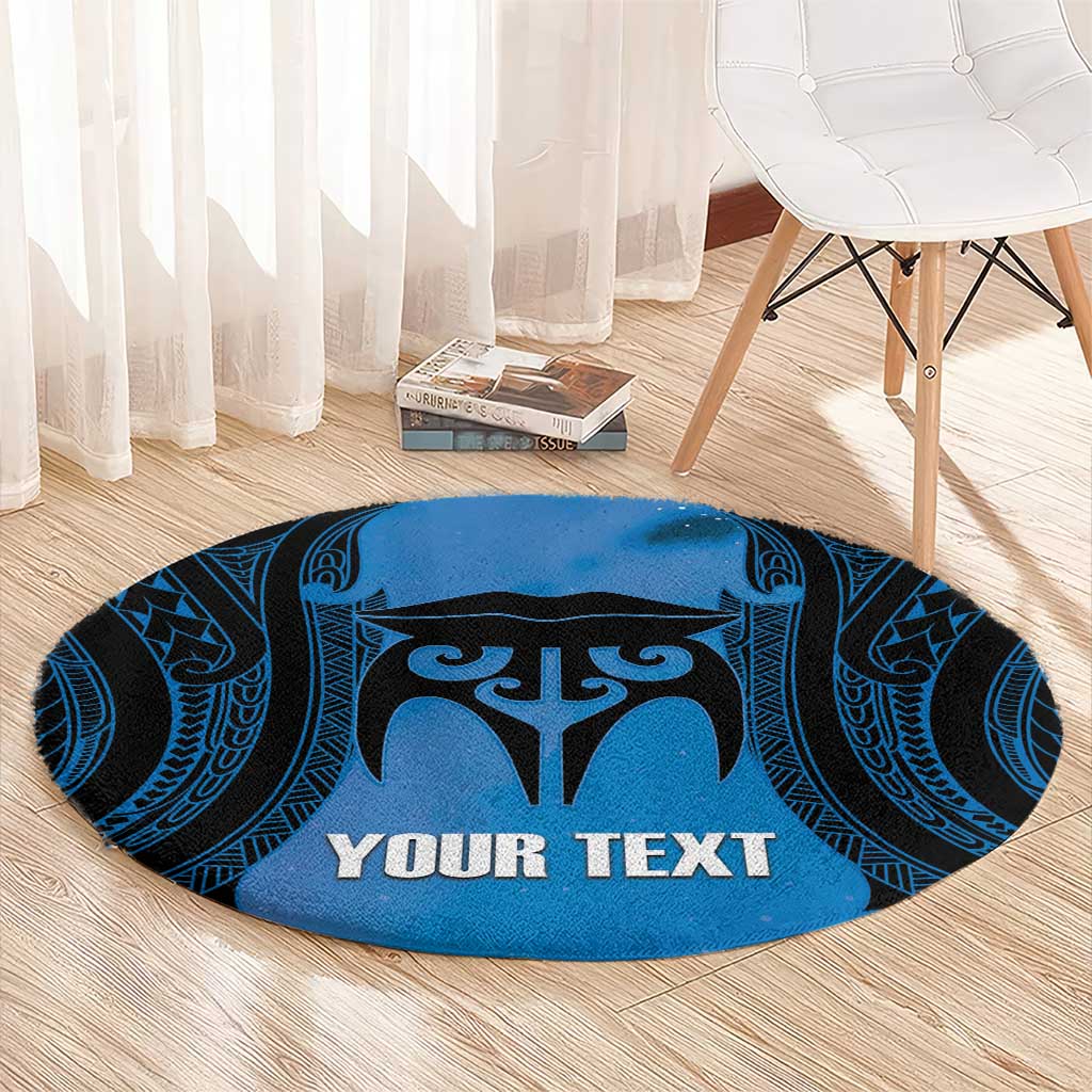 Personalised Moko Kauae New Zealand Round Carpet Maori Chin Tattoo Blue LT14 - Polynesian Pride