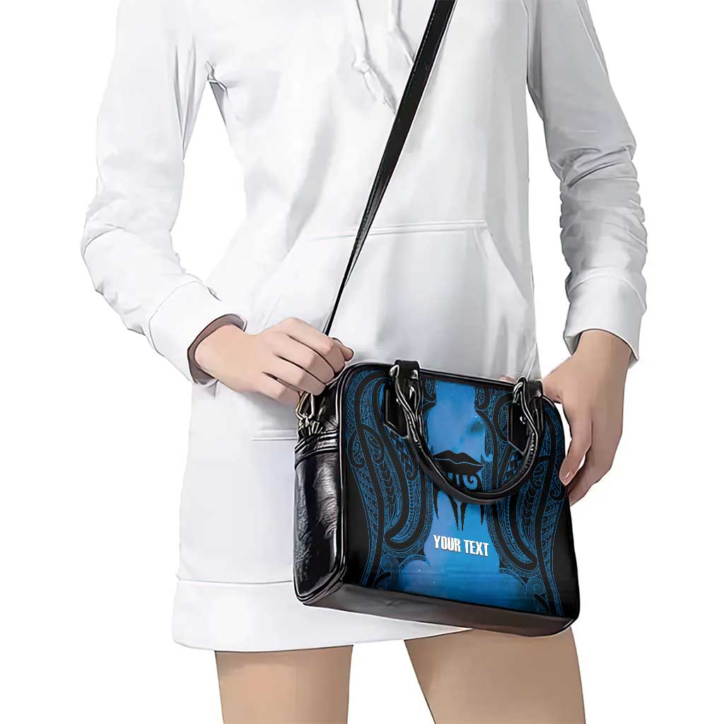 Personalised Moko Kauae New Zealand Shoulder Handbag Maori Chin Tattoo Blue - Polynesian Pride