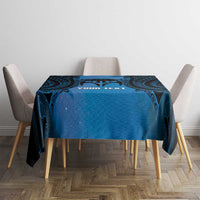 Personalised Moko Kauae New Zealand Tablecloth Maori Chin Tattoo Blue - Polynesian Pride