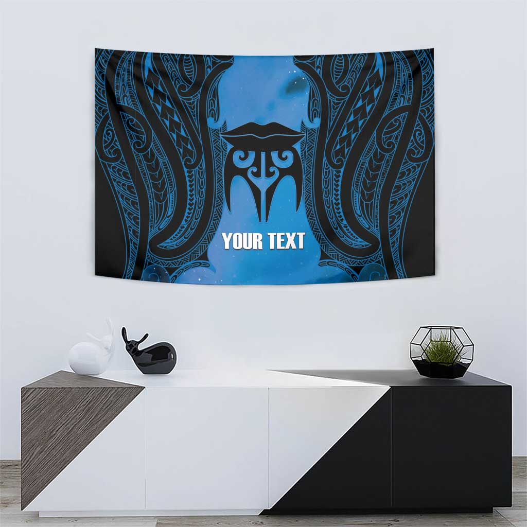 Personalised Moko Kauae New Zealand Tapestry Maori Chin Tattoo Blue - Polynesian Pride