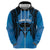 Personalised Moko Kauae New Zealand Zip Hoodie Maori Chin Tattoo Blue - Polynesian Pride