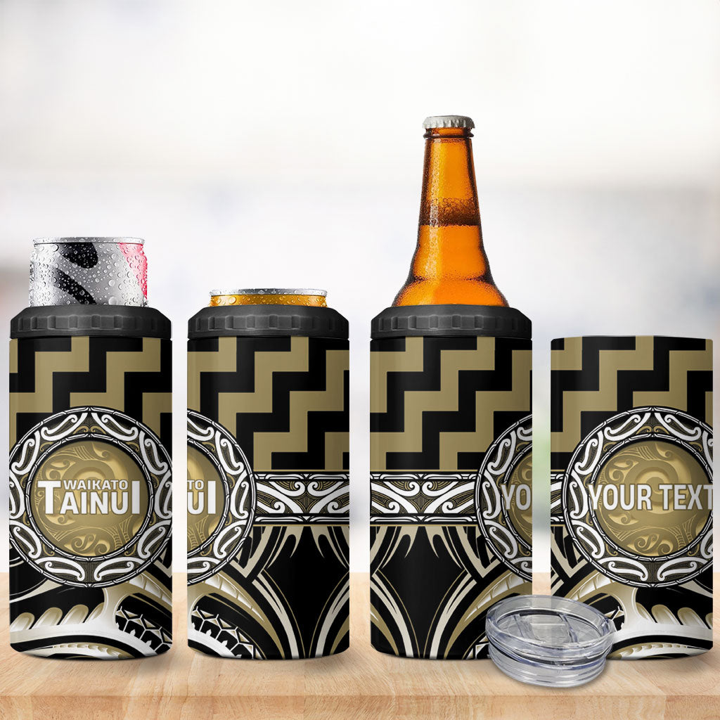 Aotearoa Waikato Tainui Personalised 4 in 1 Can Cooler Tumbler Maori Iwi Poutama Puhoro Tattoo LT14 - Polynesian Pride