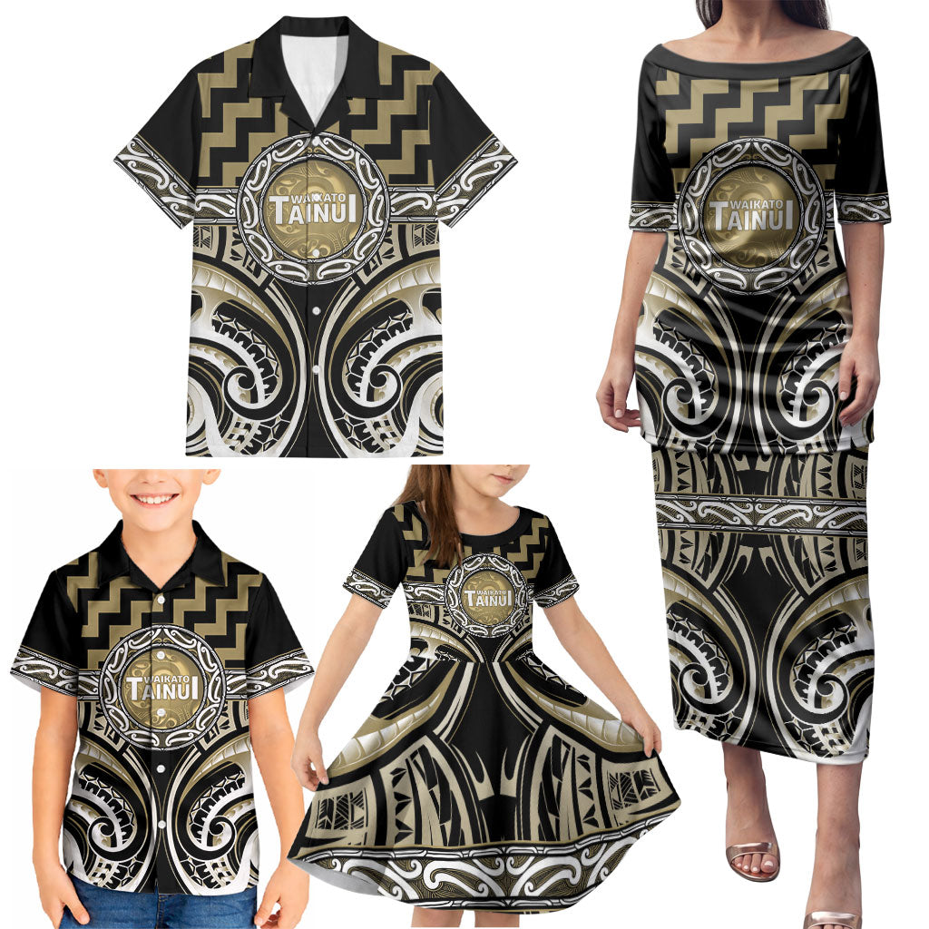Aotearoa Waikato Tainui Personalised Family Matching Puletasi and Hawaiian Shirt Maori Iwi Poutama Puhoro Tattoo LT14 - Polynesian Pride