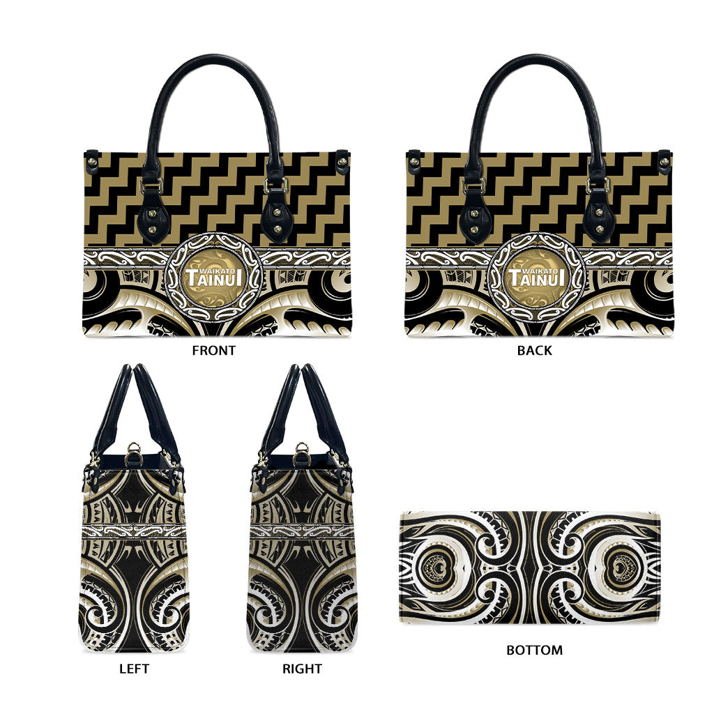 Aotearoa Waikato Tainui Leather Bag Maori Iwi Poutama Puhoro Tattoo LT14 - Polynesian Pride