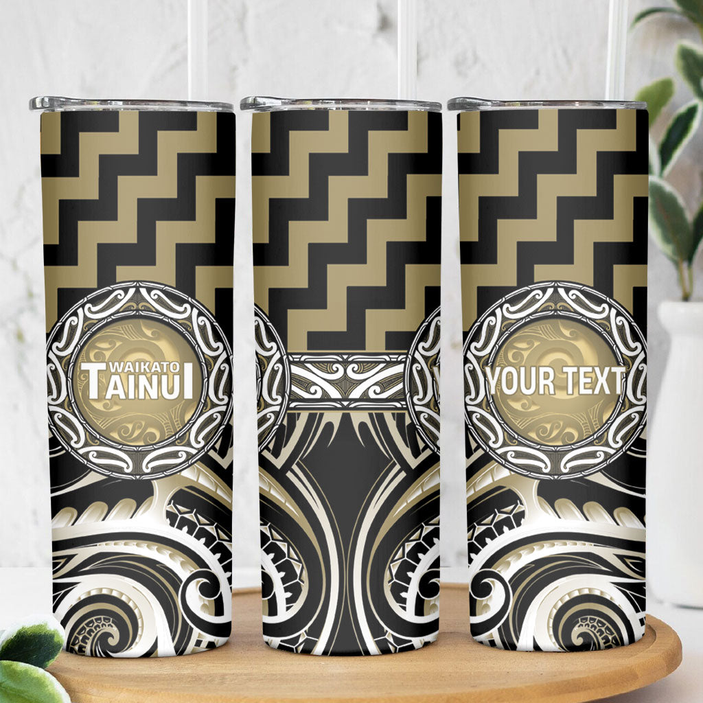 Aotearoa Waikato Tainui Personalised Skinny Tumbler Maori Iwi Poutama Puhoro Tattoo LT14 - Polynesian Pride