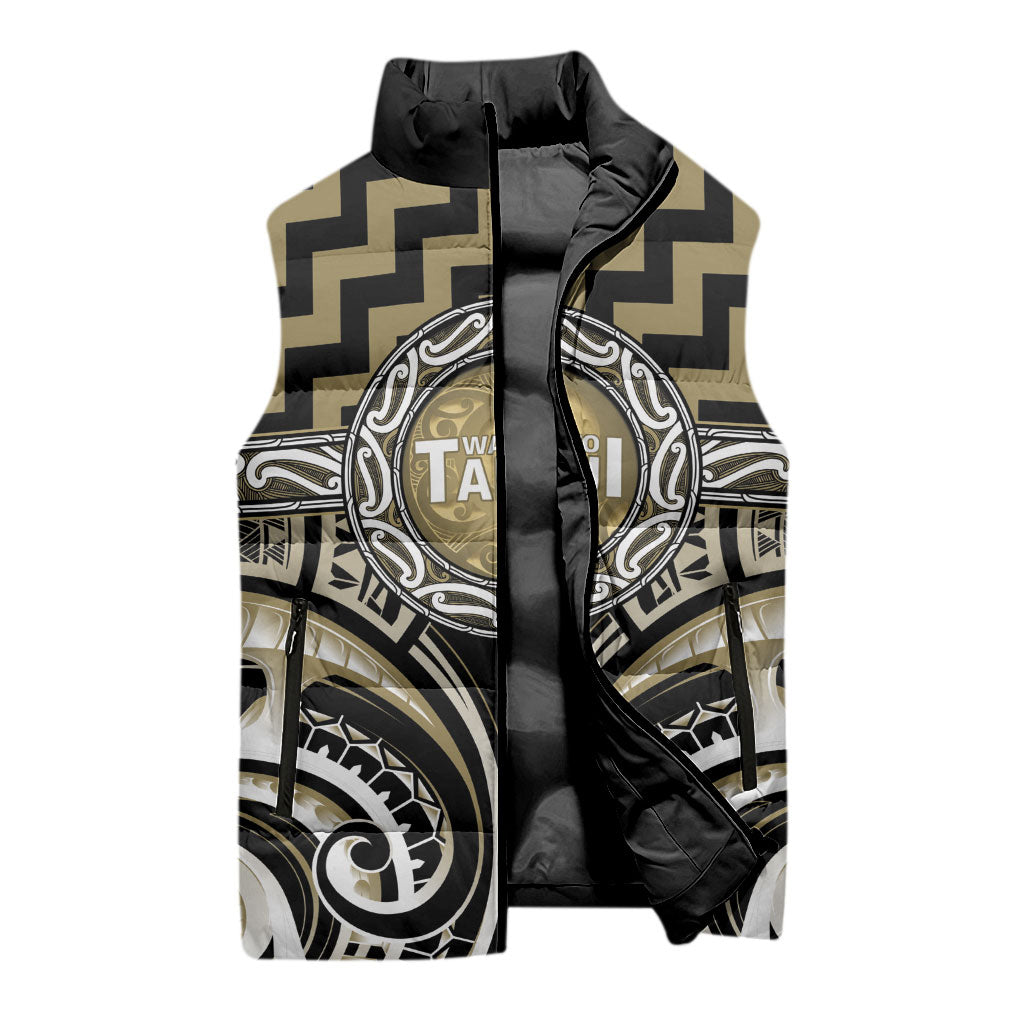 Aotearoa Waikato Tainui Personalised Sleeveless Puffer Jacket Maori Iwi Poutama Puhoro Tattoo LT14 - Polynesian Pride