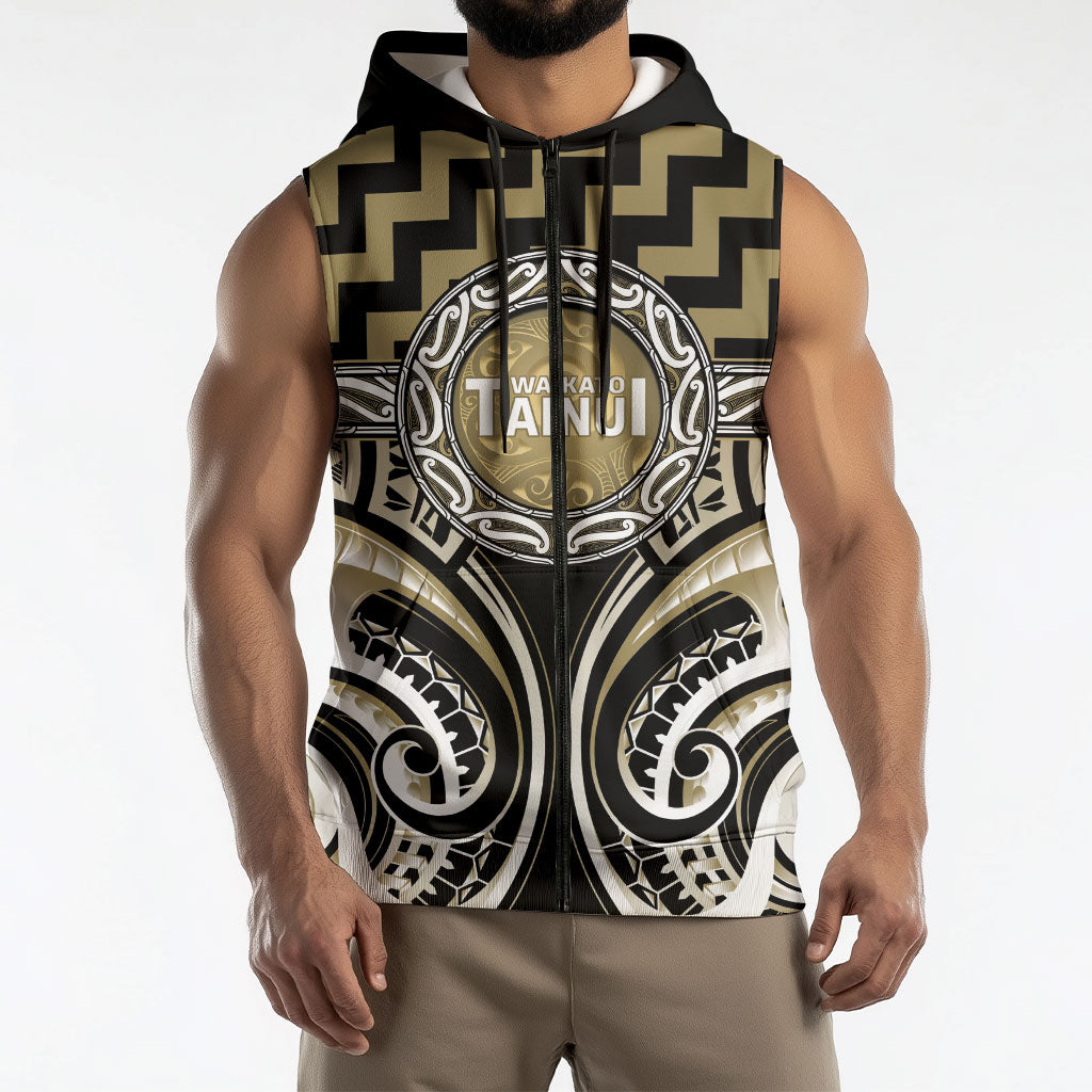 Aotearoa Waikato Tainui Personalised Sleeveless Zip Hoodie Maori Iwi Poutama Puhoro Tattoo LT14 - Polynesian Pride