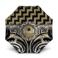 Aotearoa Waikato Tainui Umbrella Maori Iwi Poutama Puhoro Tattoo LT14 One Size Folded 11.42 inch Opened Diameter 37.4 inch Old Yellow - Polynesian Pride