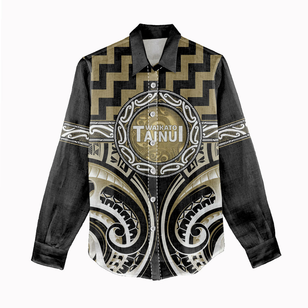 Aotearoa Waikato Tainui Personalised Women Casual Shirt Maori Iwi Poutama Puhoro Tattoo LT14 - Polynesian Pride
