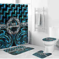 Aotearoa Ngati Kahungunu Bathroom Set Maori Iwi Poutama Puhoro Tattoo LT14 Bathroom Set (4 pcs) Turquoise - Polynesian Pride