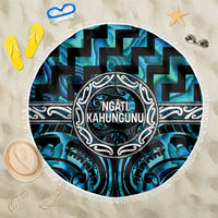 Aotearoa Ngati Kahungunu Beach Blanket Maori Iwi Poutama Puhoro Tattoo LT14 One Size 150cm Turquoise - Polynesian Pride