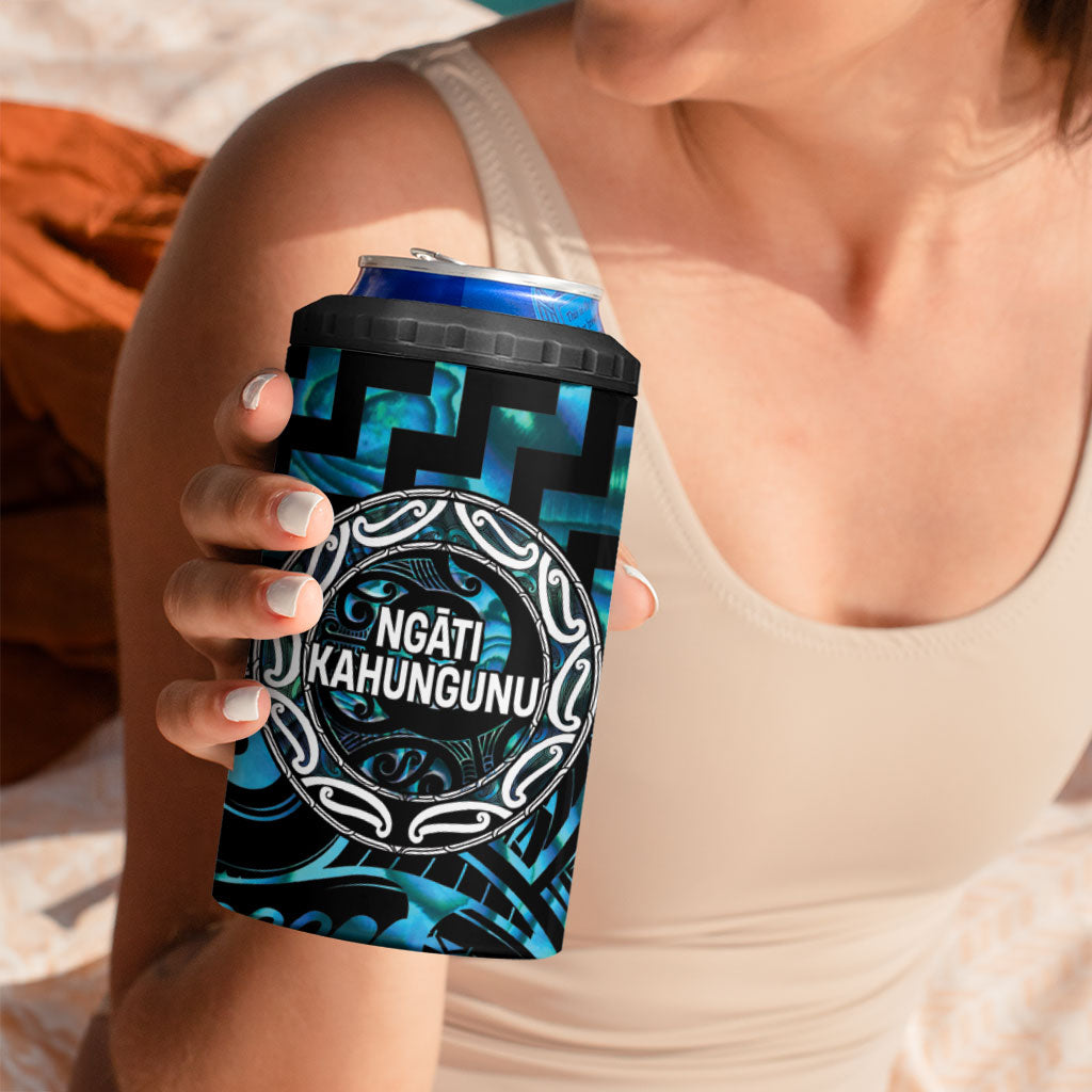 Aotearoa Ngati Kahungunu Personalised 4 in 1 Can Cooler Tumbler Maori Iwi Poutama Puhoro Tattoo LT14 - Polynesian Pride