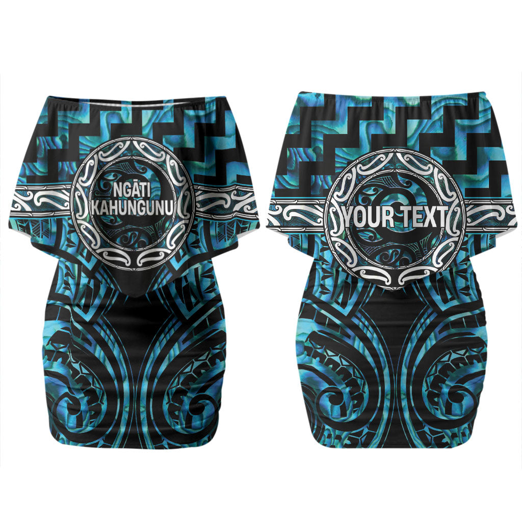 Aotearoa Ngati Kahungunu Personalised Couples Matching Off Shoulder Short Dress and Long Sleeve Button Shirt Maori Iwi Poutama Puhoro Tattoo LT14 - Polynesian Pride