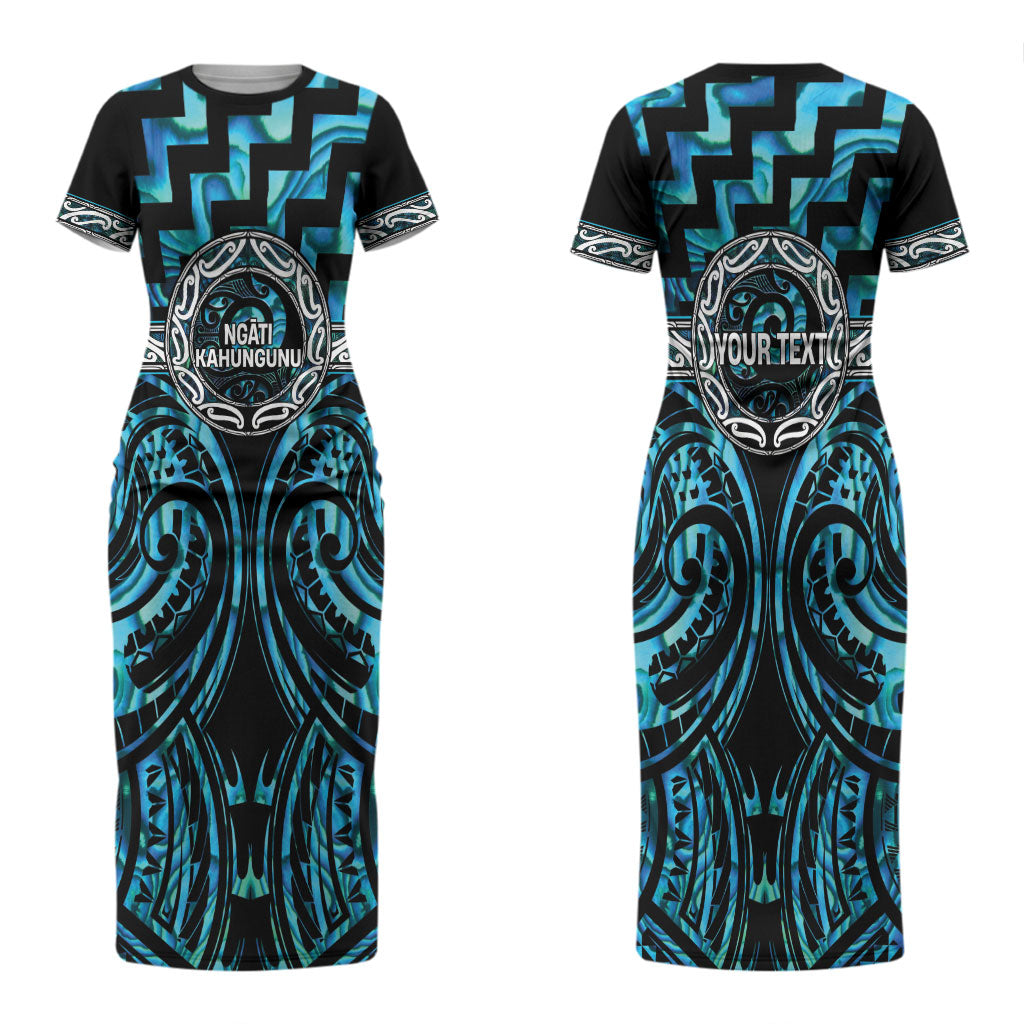 Aotearoa Ngati Kahungunu Personalised Couples Matching Short Sleeve Bodycon Dress and Long Sleeve Button Shirt Maori Iwi Poutama Puhoro Tattoo LT14 - Polynesian Pride