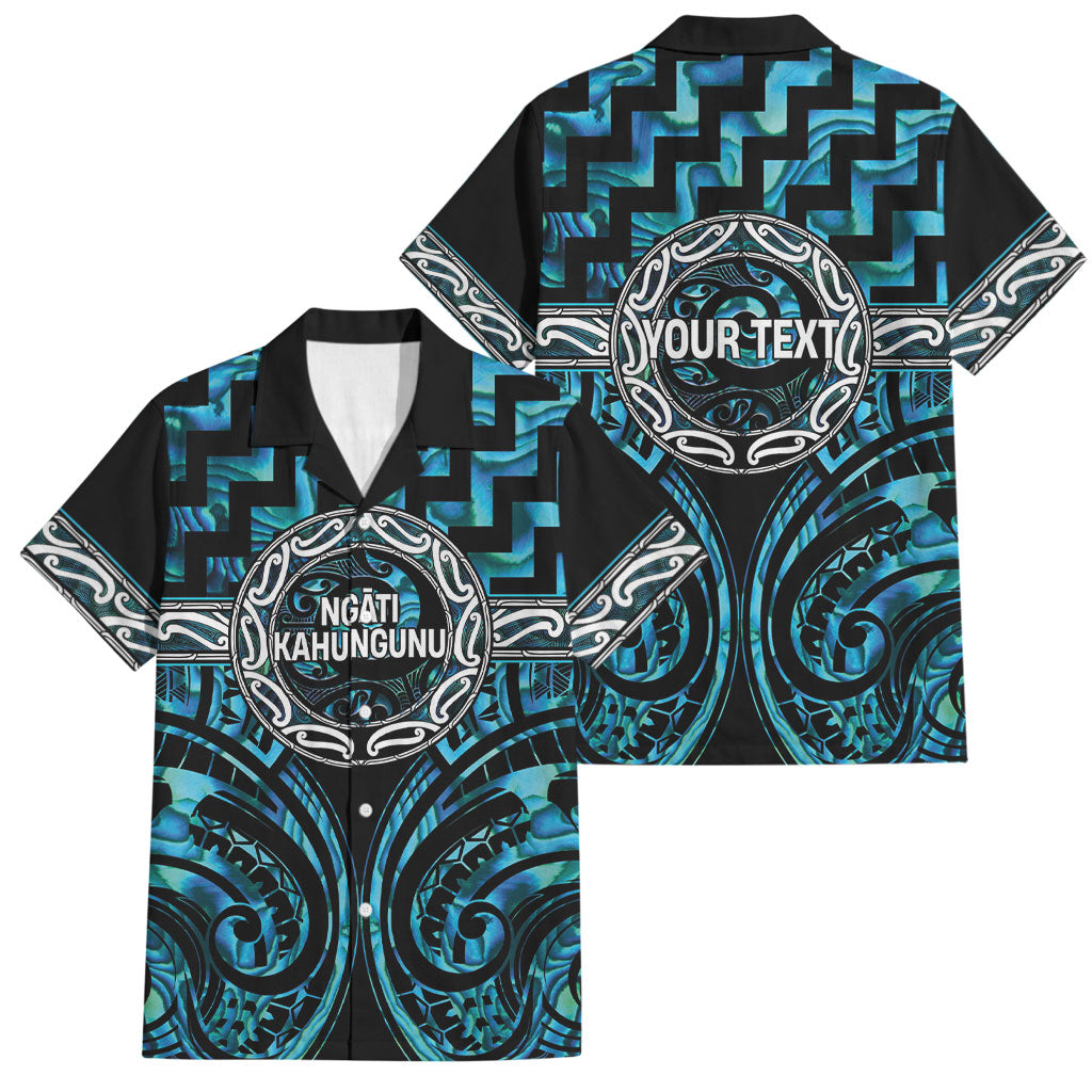 Aotearoa Ngati Kahungunu Personalised Family Matching Off The Shoulder Long Sleeve Dress and Hawaiian Shirt Maori Iwi Poutama Puhoro Tattoo LT14 Dad's Shirt - Short Sleeve Turquoise - Polynesian Pride