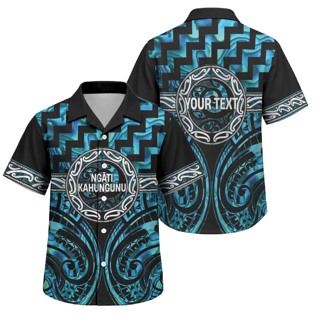 Aotearoa Ngati Kahungunu Personalised Family Matching Off Shoulder Short Dress and Hawaiian Shirt Maori Iwi Poutama Puhoro Tattoo LT14 Son's Shirt Turquoise - Polynesian Pride