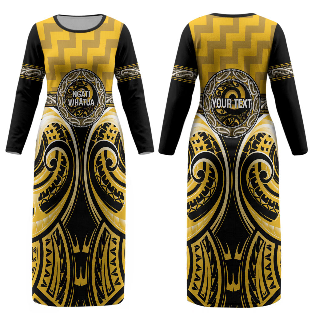 Aotearoa Ngati Whatua Personalised Couples Matching Long Sleeve Bodycon Dress and Hawaiian Shirt Maori Iwi Poutama Puhoro Tattoo LT14 - Polynesian Pride