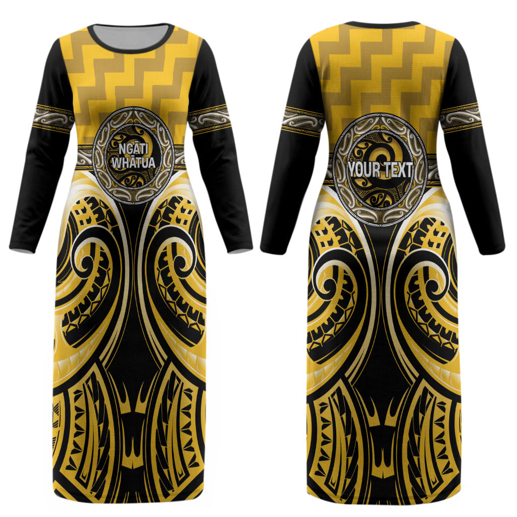 Aotearoa Ngati Whatua Personalised Couples Matching Long Sleeve Bodycon Dress and Long Sleeve Button Shirt Maori Iwi Poutama Puhoro Tattoo LT14 - Polynesian Pride