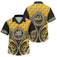 Aotearoa Ngati Whatua Personalised Family Matching Long Sleeve Bodycon Dress and Hawaiian Shirt Maori Iwi Poutama Puhoro Tattoo LT14 Son's Shirt Yellow - Polynesian Pride